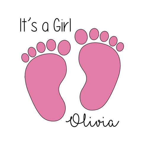 Geboortesticker It's a girl met voetjes I Babynaam meisje