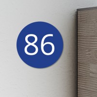 Huisnummerbordje Blauw rond | 8 cm