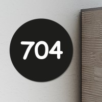 Huisnummerbordje Zwart rond | 15 cm